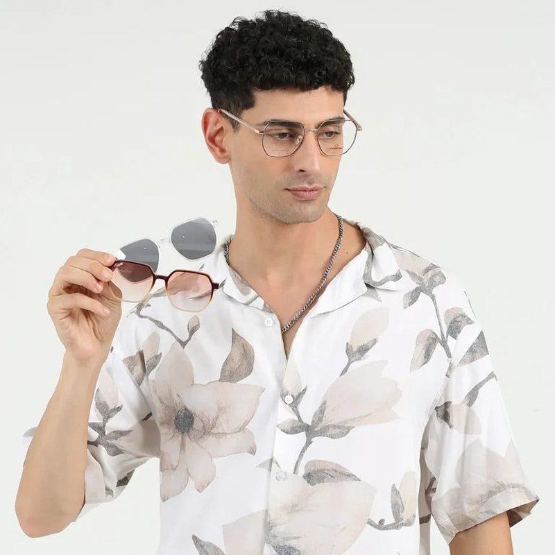 Zenith Gold and Black Medium Full Rim Hexagonal Clip-on for Men & Women — Hashtag Eyewears