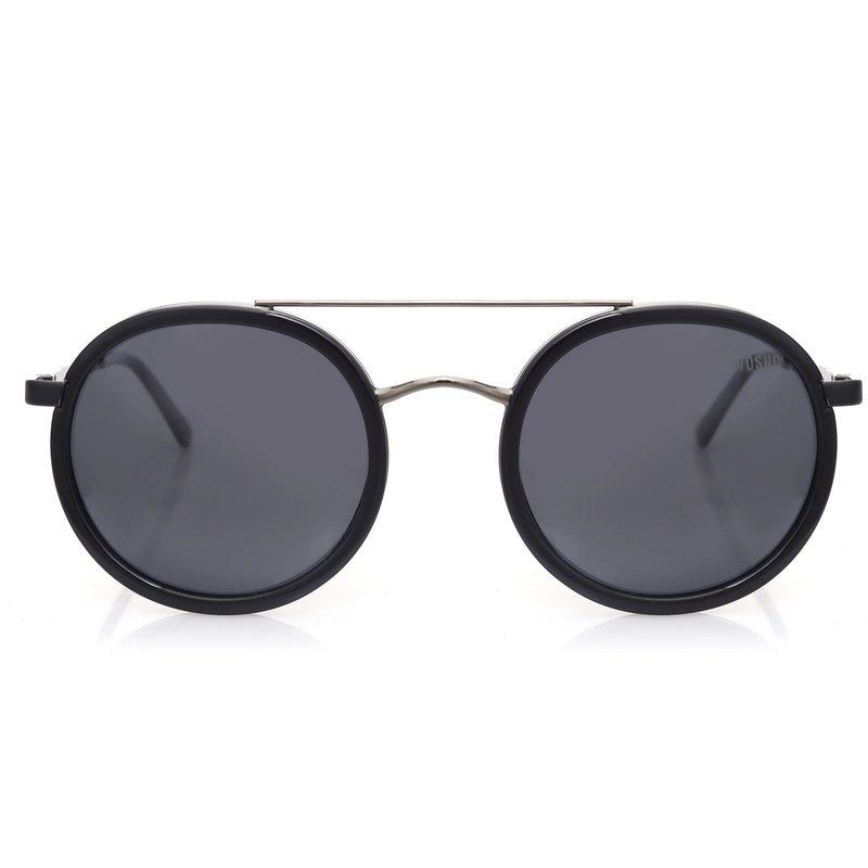 Zeyra Black & Silver Medium Full Rim Round Sunglasses for Men & Women HASHTAG X VOSNO — Hashtag Eyewears