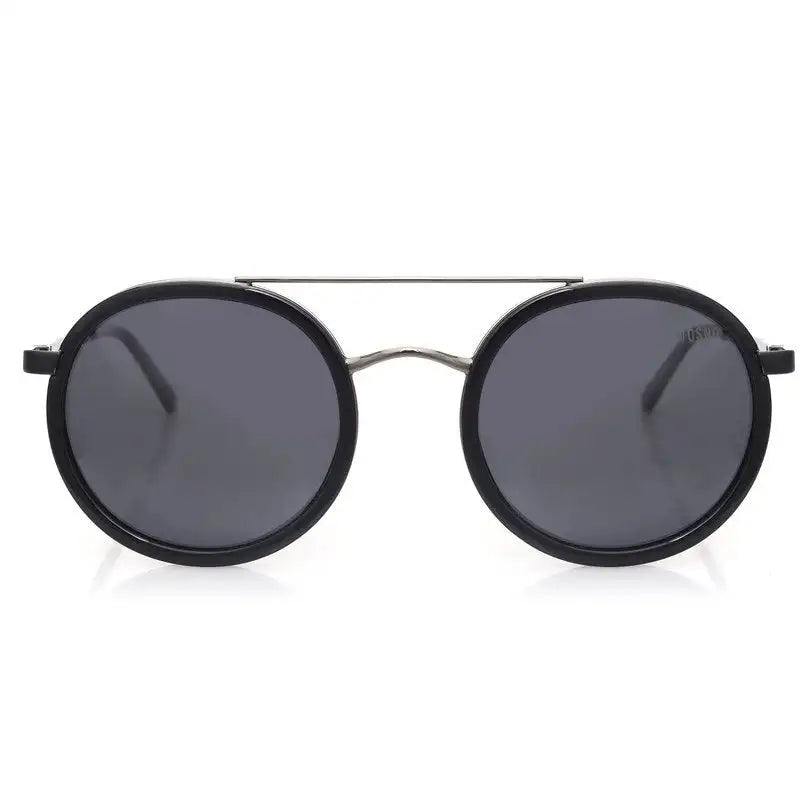Zeyra | Black & Silver Medium Full Rim Round Sunglasses for Men & Women [Polarized] HASHTAG X VOSNO
