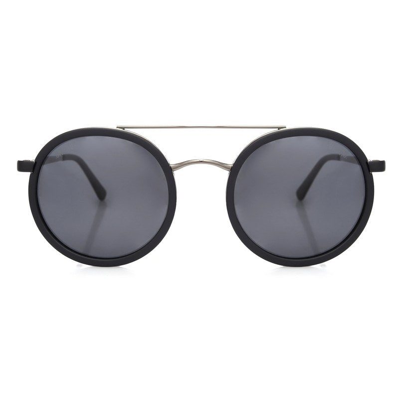 Zeyra Mate Black & Silver Medium Full Rim Round Sunglasses for Men & Women HASHTAG X VOSNO — Hashtag Eyewears