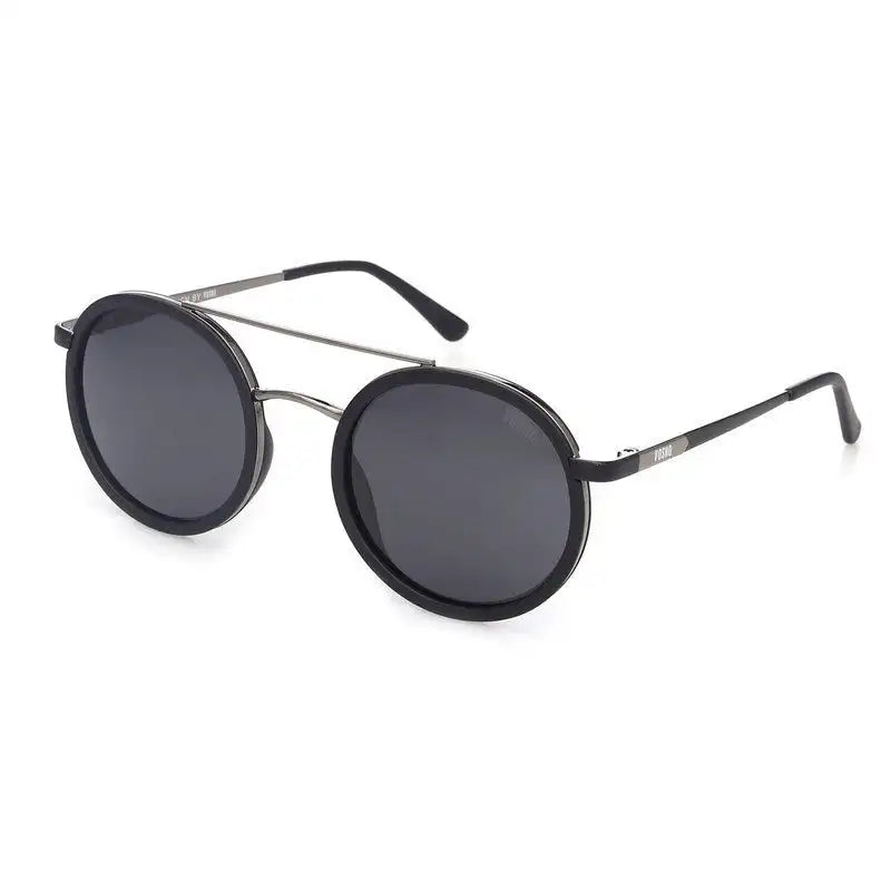 Zeyra | Mate Black & Silver Medium Full Rim Round Sunglasses for Men & Women [Polarized] HASHTAG X VOSNO