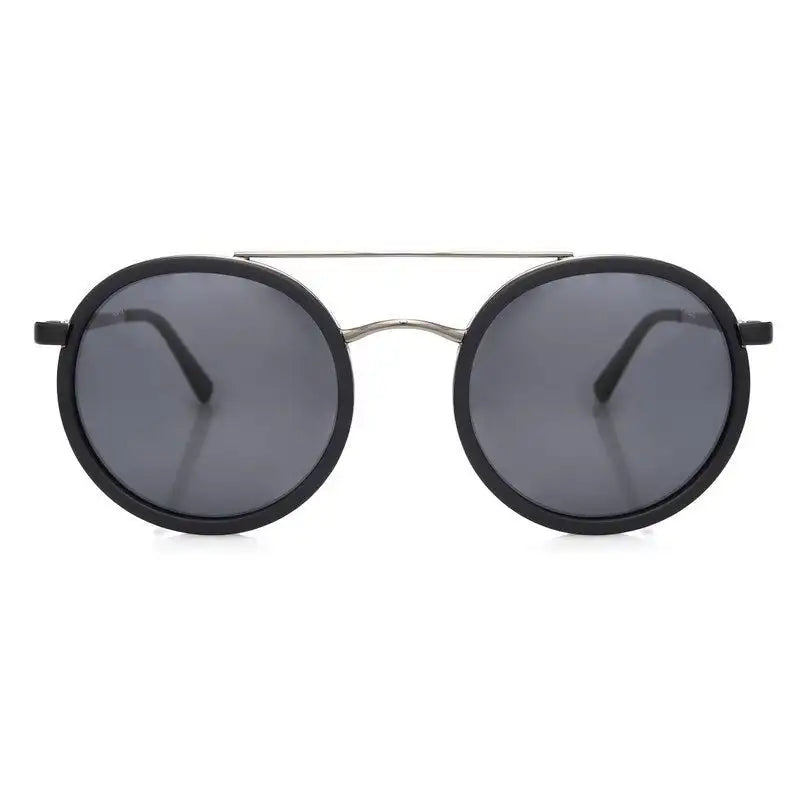Zeyra | Mate Black & Silver Medium Full Rim Round Sunglasses for Men & Women [Polarized] HASHTAG X VOSNO