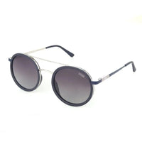Zeyra | Mate Blue & silver Medium Full Rim Round Sunglasses for Men & Women [Polarized] HASHTAG X VOSNO