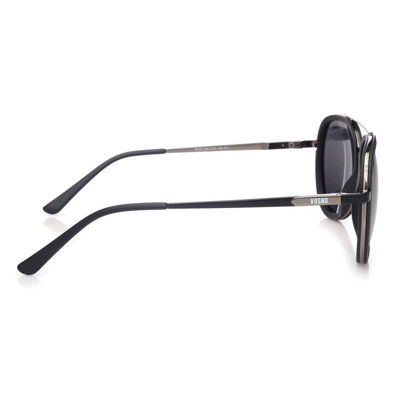 Zorin Mate Black & Silver Large Full Rim Aviator Sunglasses for Men & Women HASHTAG X VOSNO — Hashtag Eyewears