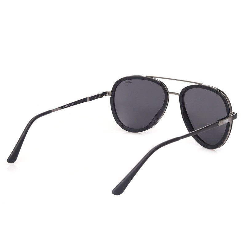 Zorin Mate Black & Silver Large Full Rim Aviator Sunglasses for Men & Women HASHTAG X VOSNO — Hashtag Eyewears
